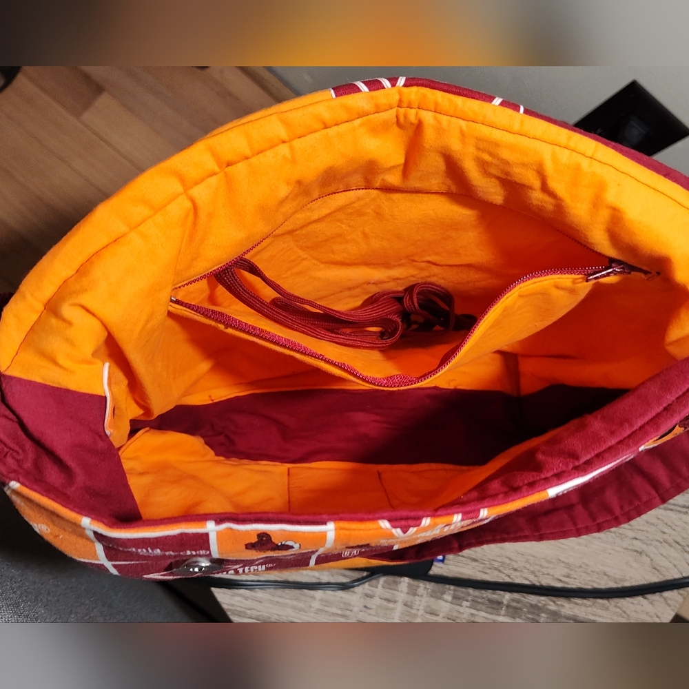 NCAA Virginia tech hokies shoulder bag purse - orange and maroon - Picture 4 of 7